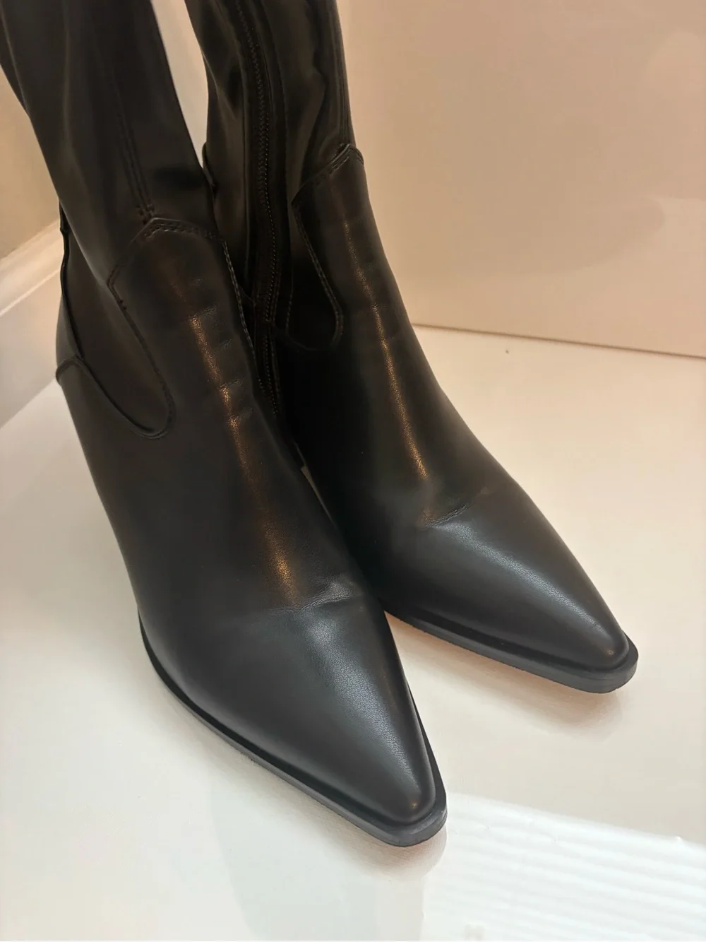 Classic Black Thigh-High Women's Boots - Sleek Pointed Toe